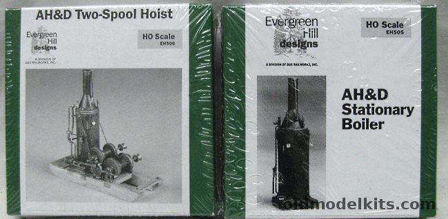 Evergreen Hill Designs 1/87 AH&D Two-Spool Hoist and AH&D Stationary Boiler - HO Scale, EH505 EH506 plastic model kit